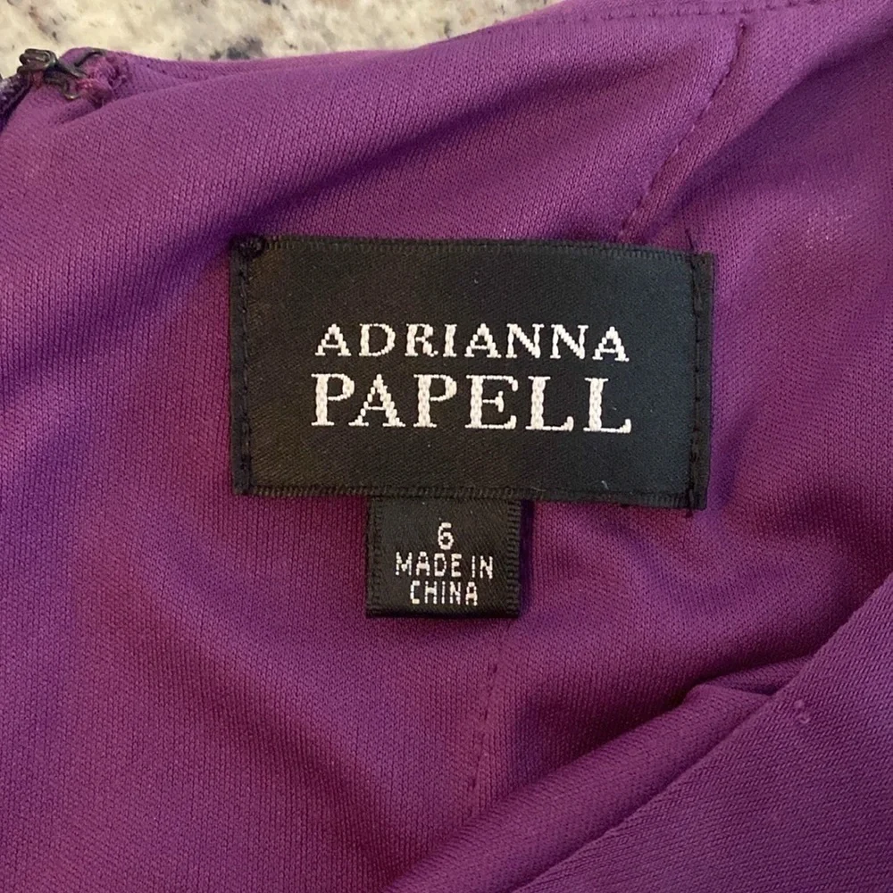 Adrianna Papell purple banded blouson jersey dress 6 TT30